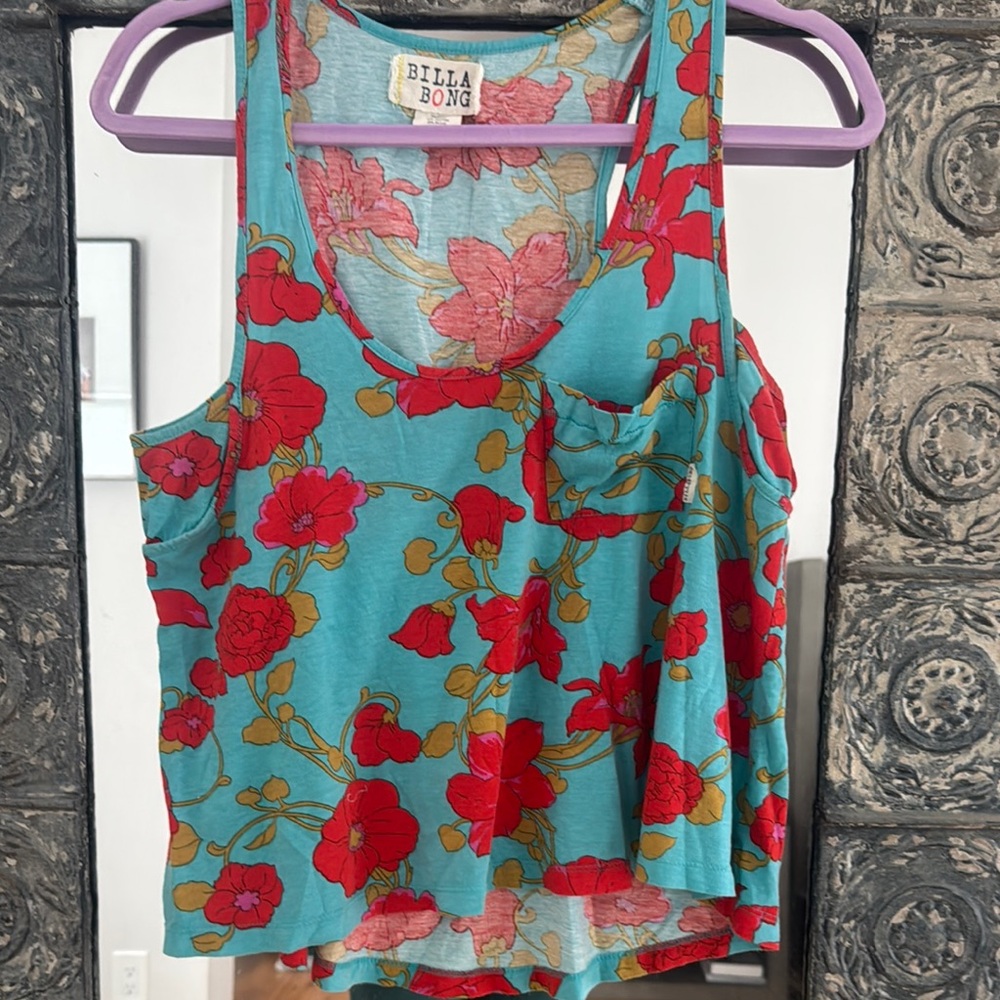 Billabong Women's Floral Tank Top - Red and Teal